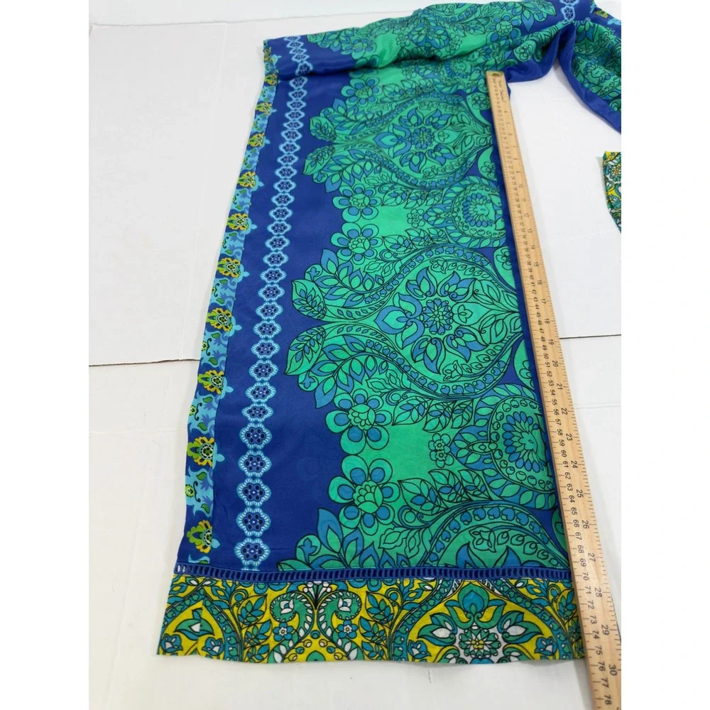 Johnny Was Diomedes Villa Silk Wide Leg Pant Blue Green Floral Med. Boho Luxury - Picture 8 of 12